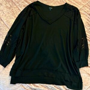 Torrid Black Lace Sleeve Top. Size 3